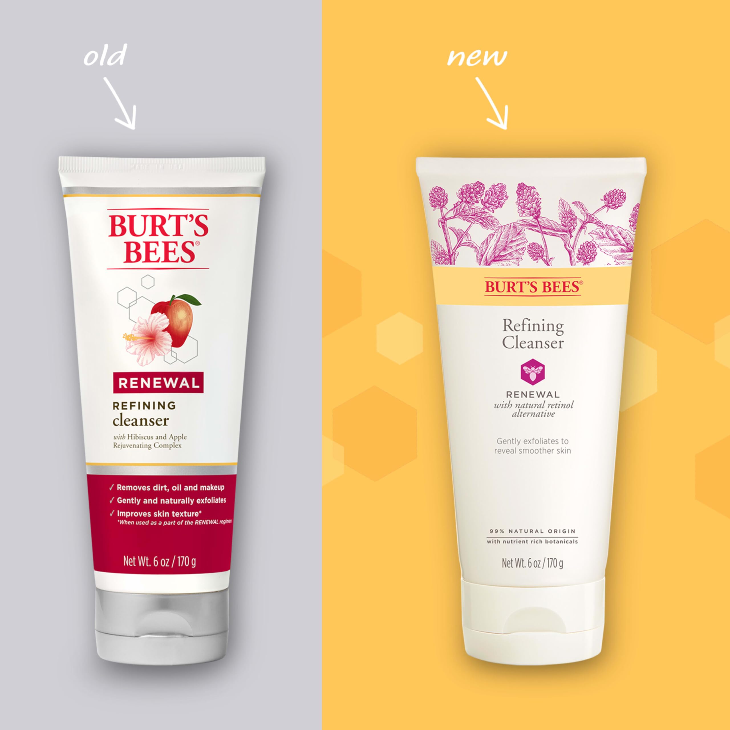 Burt's Bees Renewal Refining Cleanser con Vitamina E nutre la piel durante la limpieza.