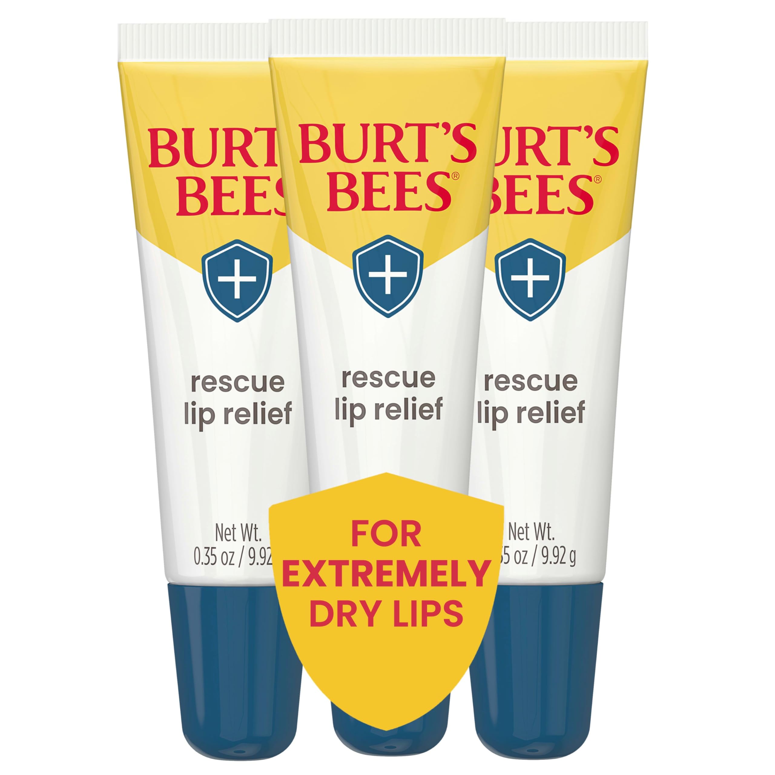 Burt's Bees Rescue Lip Relief en botella, hidratación rápida para labios resecos.