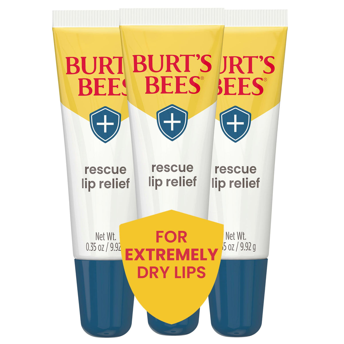 Burt's Bees Rescue Lip Relief en botella, hidratación rápida para labios resecos.