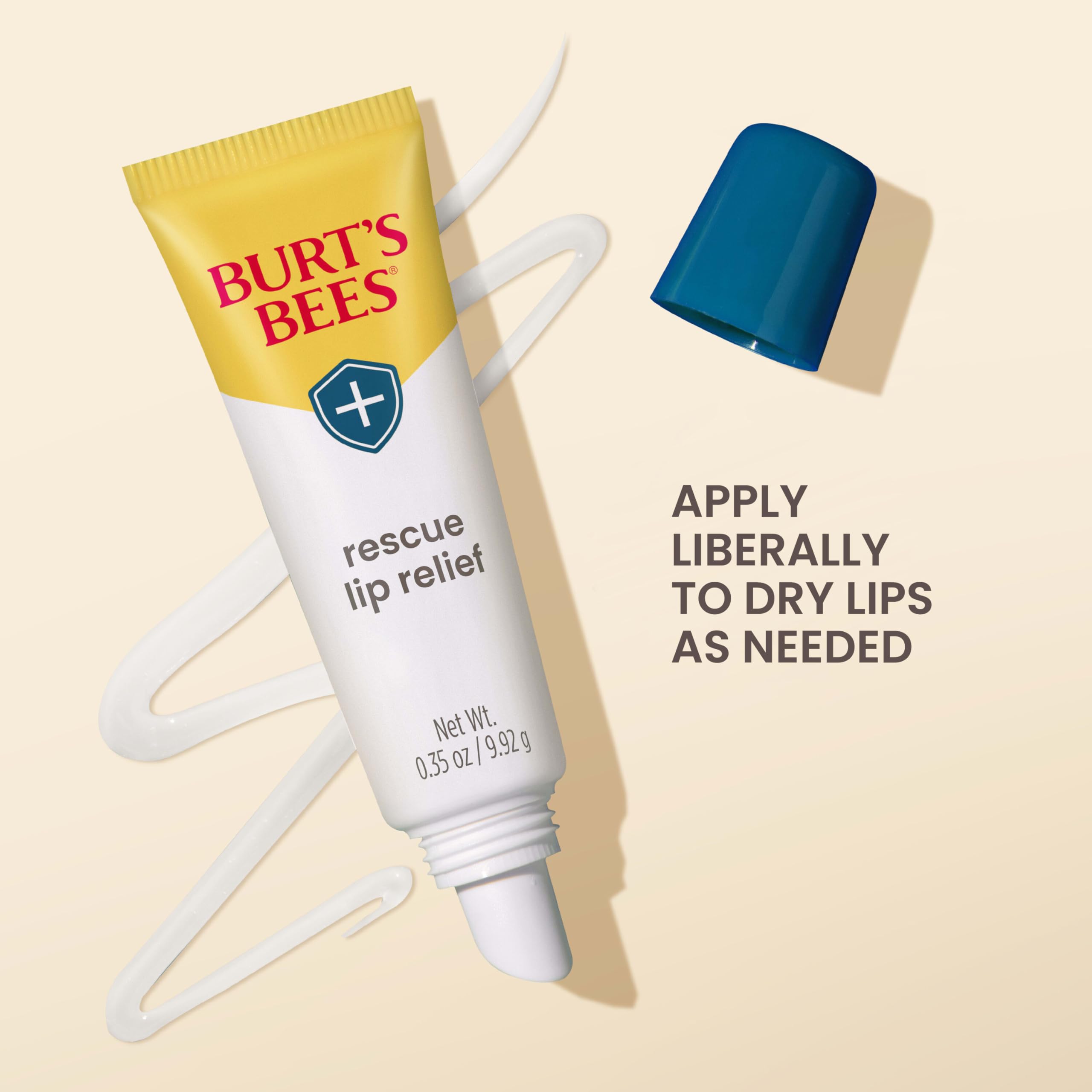 Burt's Bees Rescue Lip Relief, textura cremosa que suaviza labios irritados.