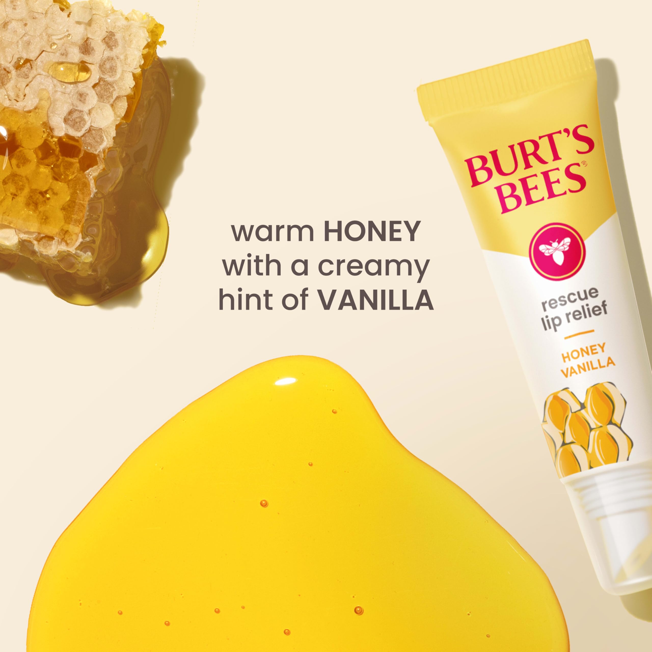 Compact packaging of Burt's Bees Rescue Lip Relief for travel.