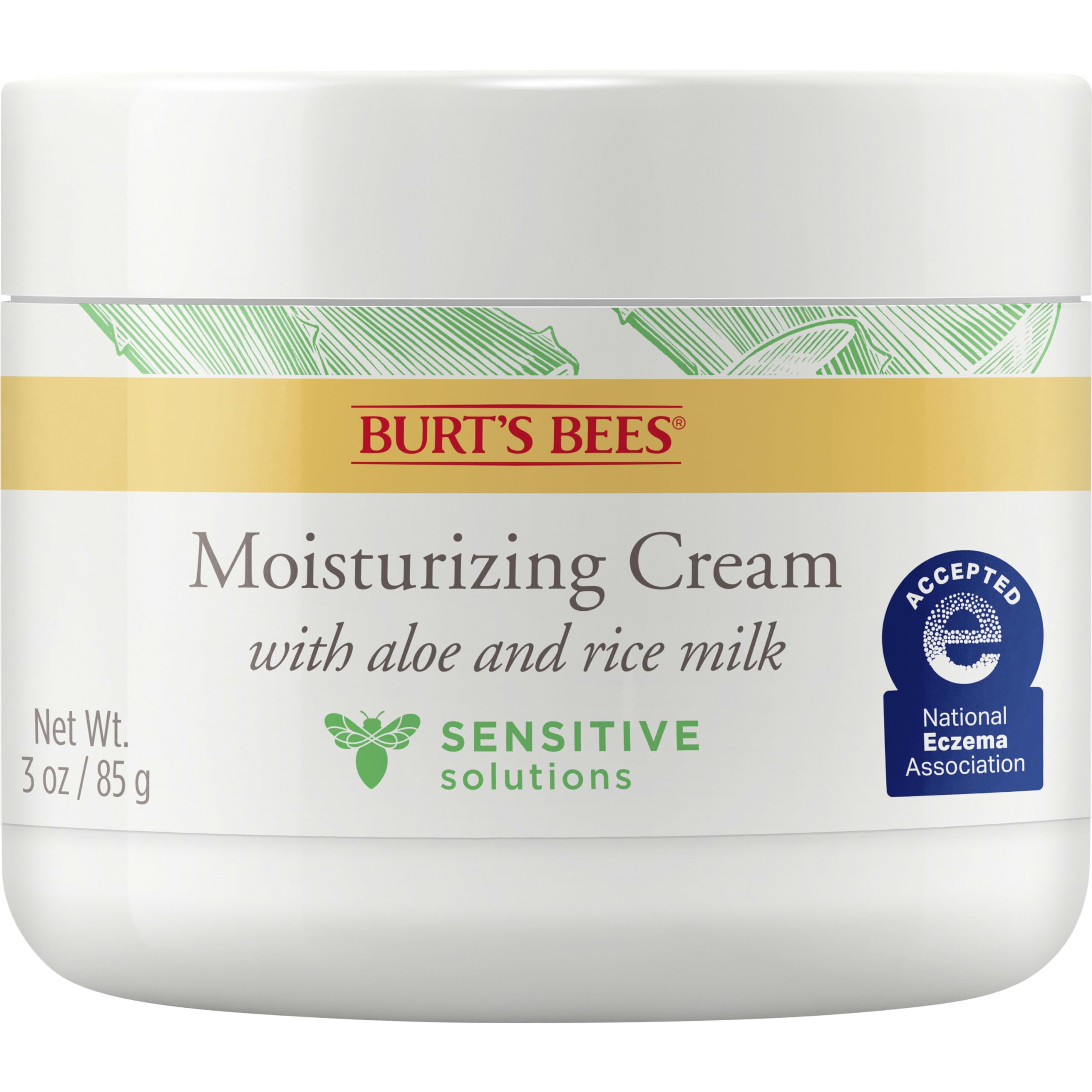 Burt's Bees Sensitive Moisturizing Cream on hand demonstrates quick, non-greasy absorption.