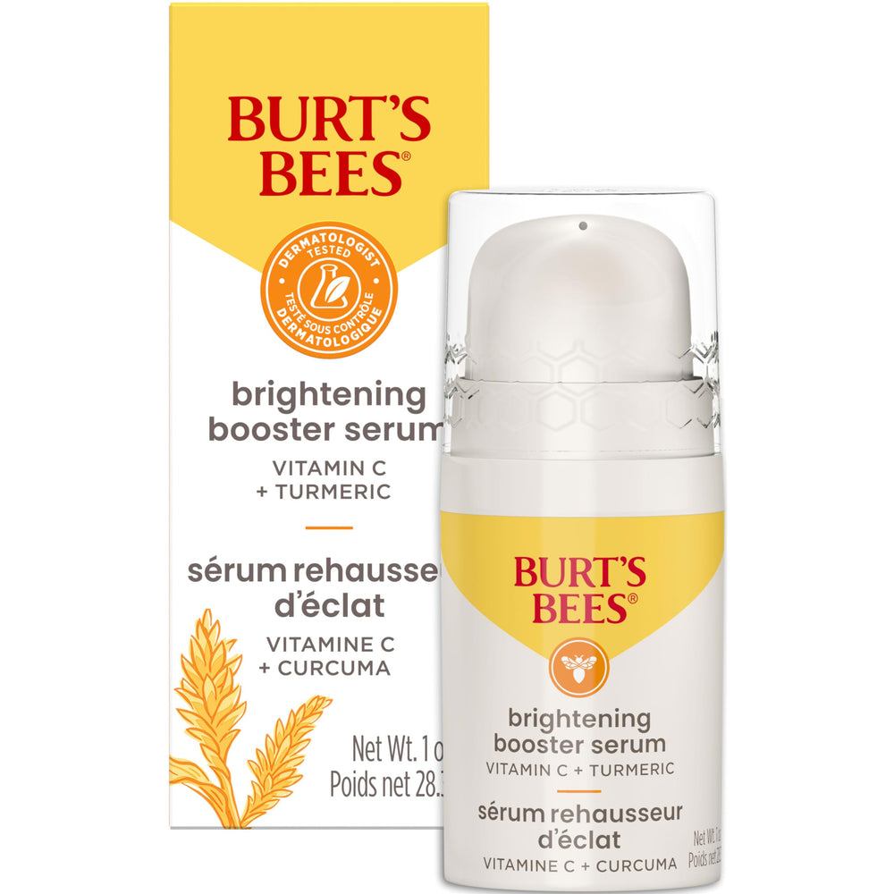 Burt's Bees serum en botella, ilumina la piel con vitamina C y cúrcuma.