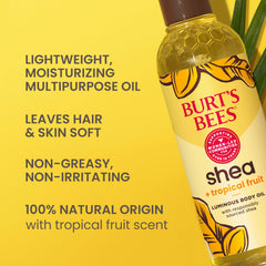 Textura sedosa del aceite corporal Burt's Bees para piel suave