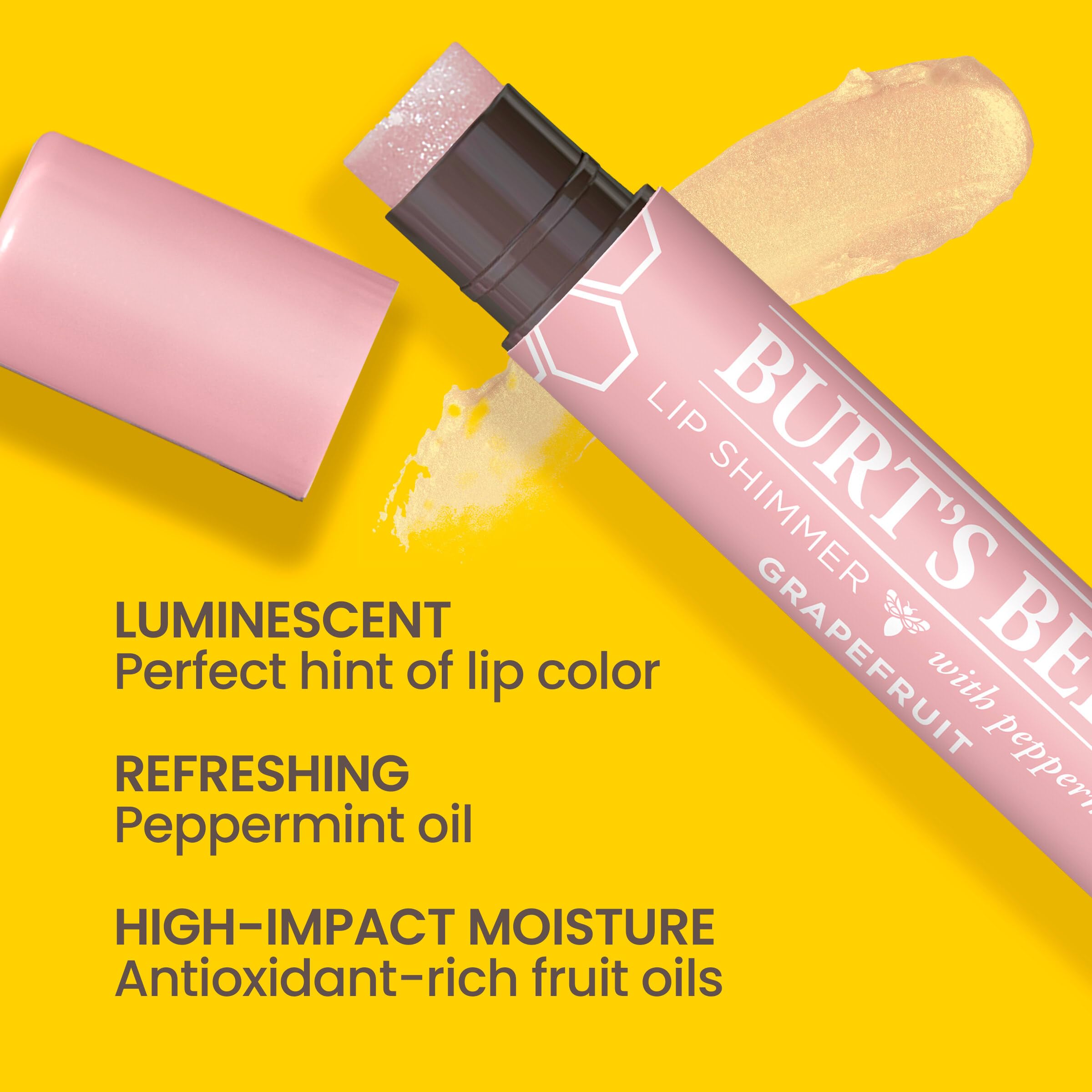 Burt's Bees Lip Tint application close-up showing buildable shine.