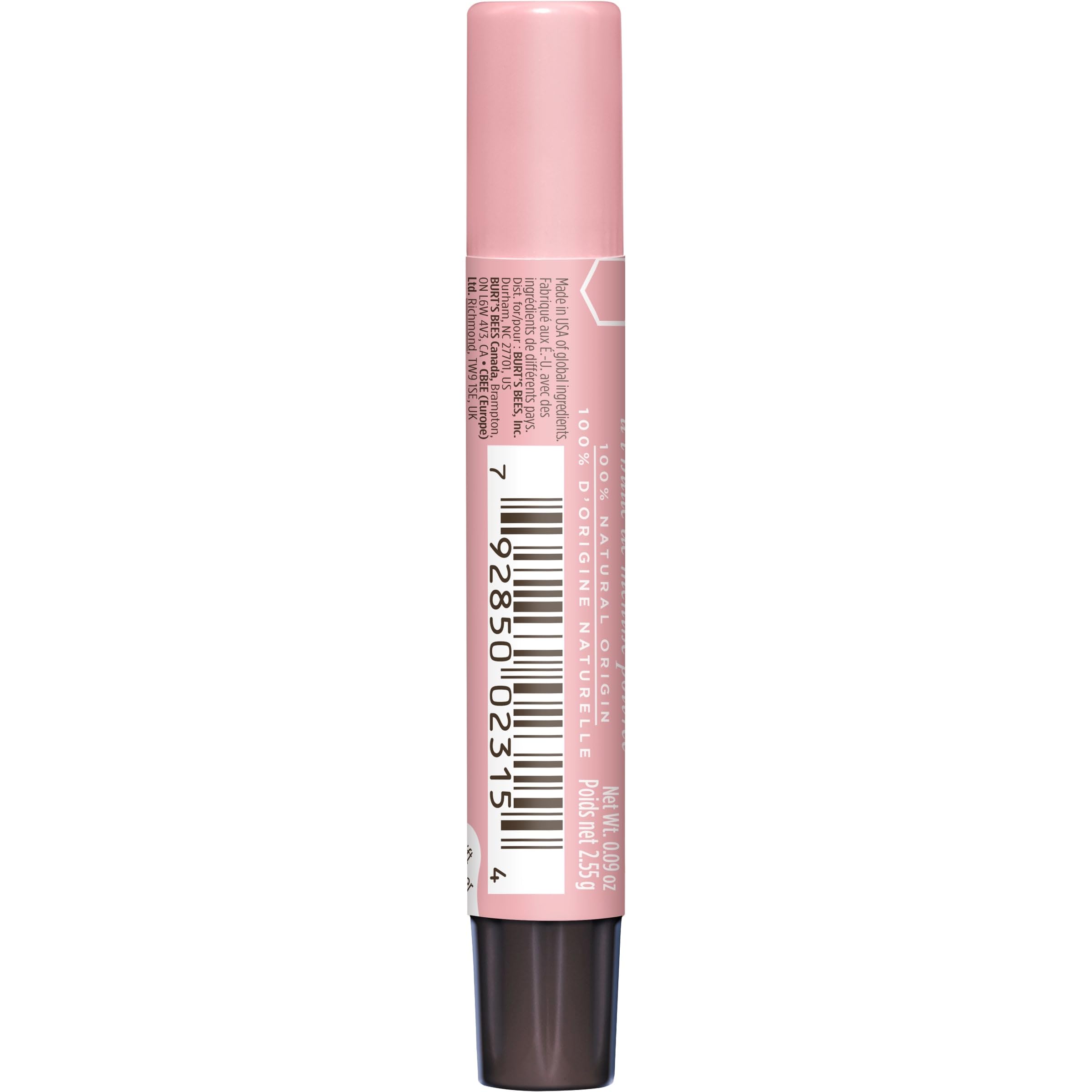 Burt's Bees Lip Shimmer on nude lips enhances natural glow.