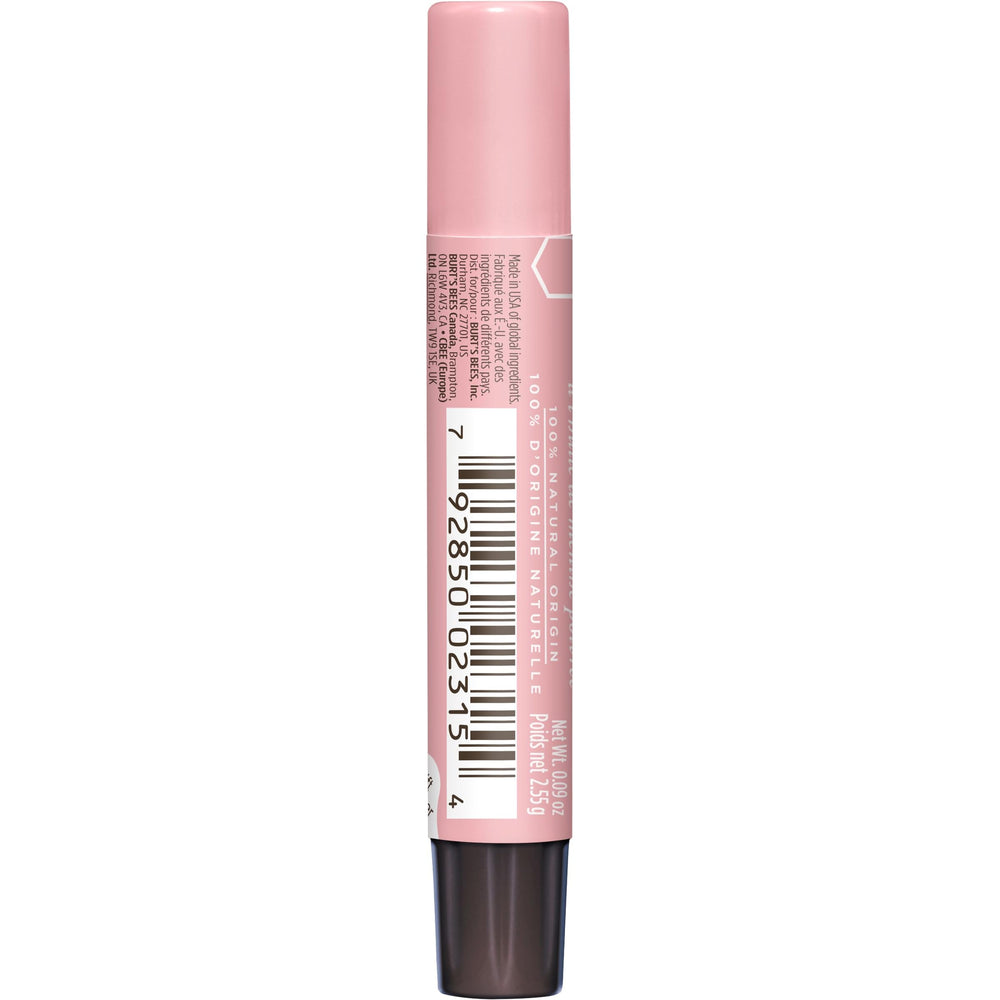 Burt's Bees Lip Shimmer on nude lips enhances natural glow.