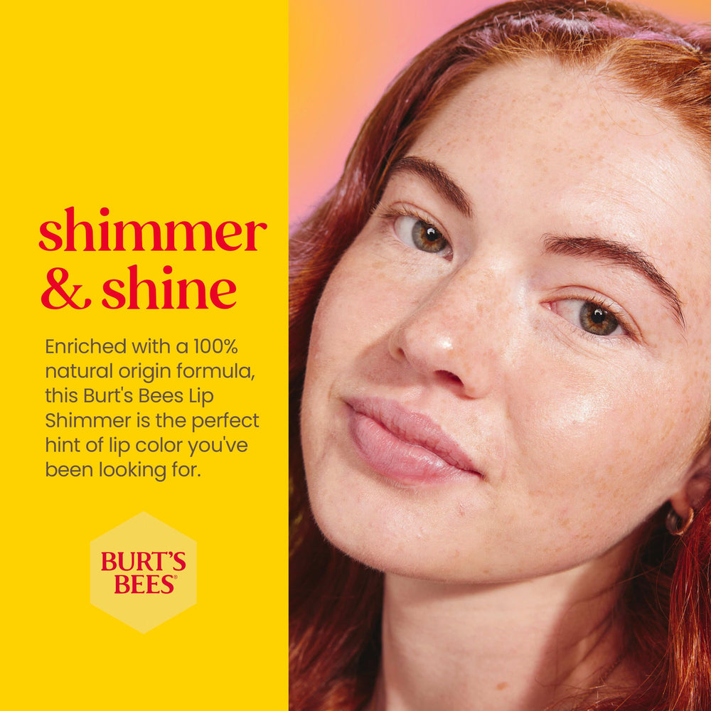 Burt's Bees Lip Shimmer texture close-up with smooth glossy finish.