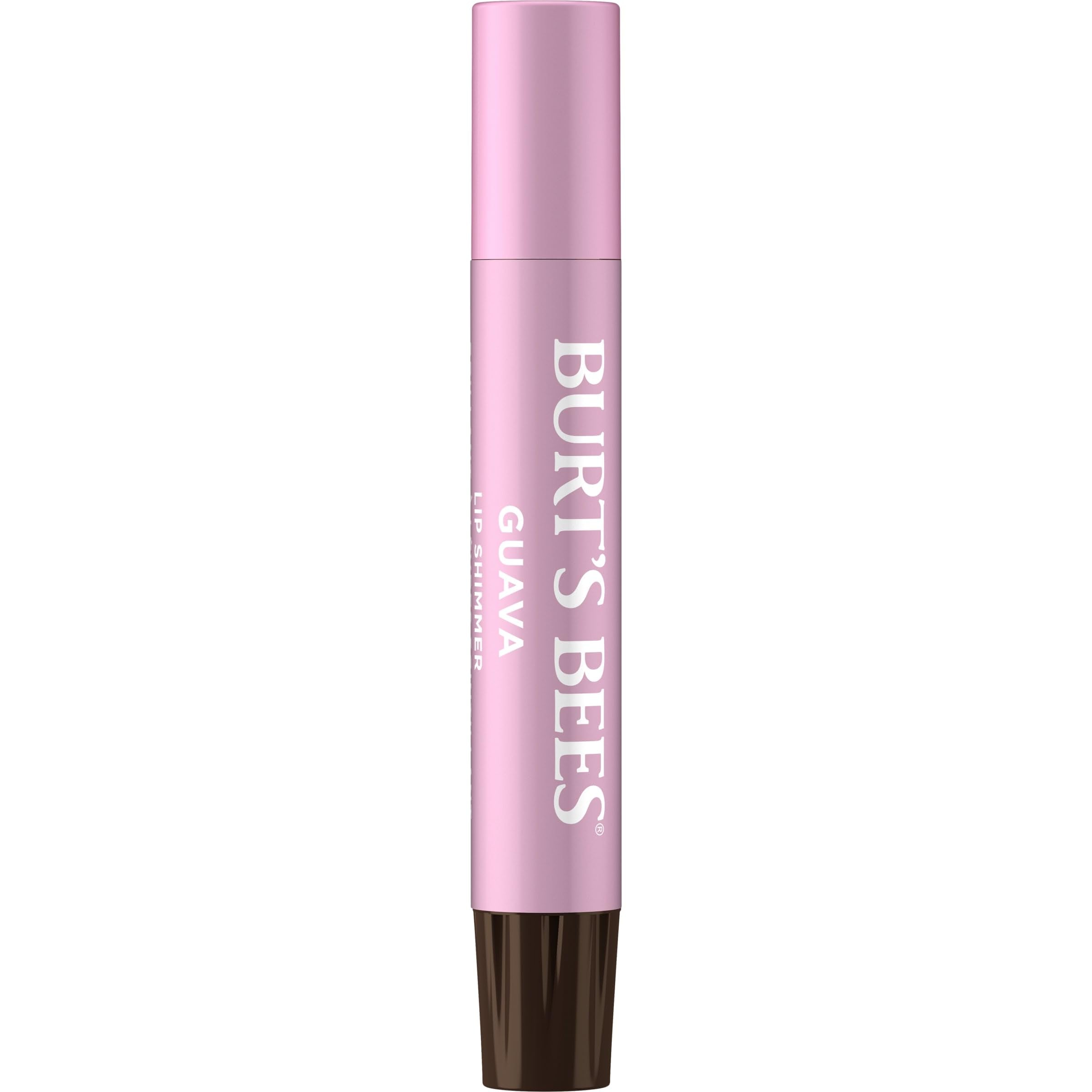 Burt's Bees Lip Shimmer Guava application close-up with lustrous lavender tint.