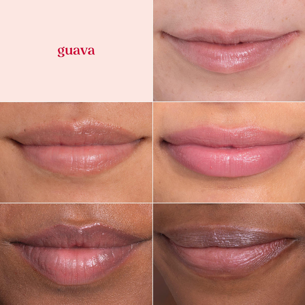 Burt's Bees Shimmer Lip Tint Guava gloss-detail showing shimmer finish.