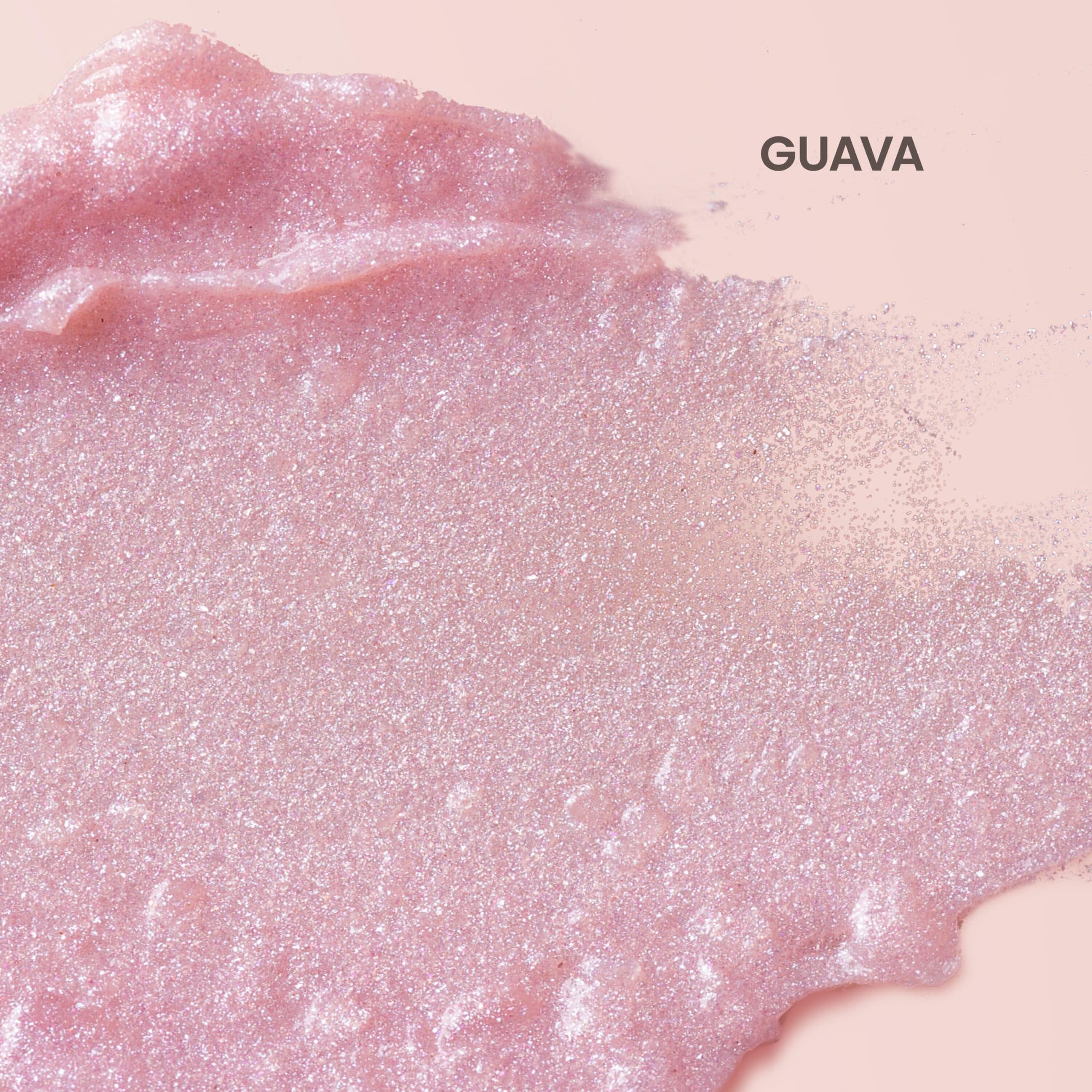 Burt's Bees Lip Shimmer Guava on lips highlighting luminous lavender glow.