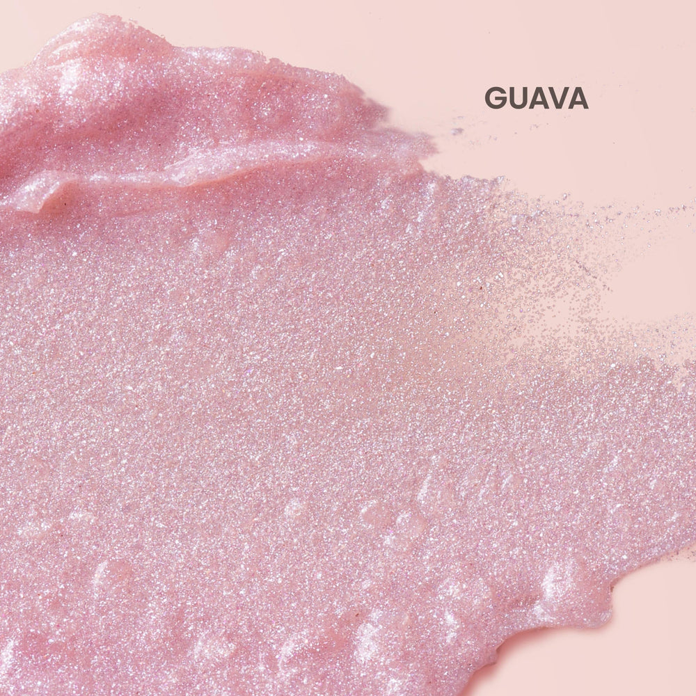 Burt's Bees Lip Shimmer Guava on lips highlighting luminous lavender glow.
