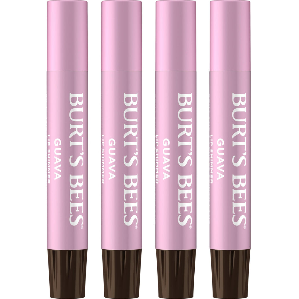 Burt's Bees Lip Shimmer Guava pack front shows four-pack setup for easy daily use.