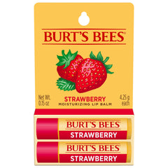 Burt's Bees Strawberry Lip Balm tubes provide natural moisture for daily lip care.