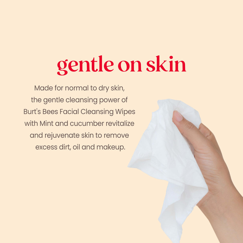 Burt's Bees toallitas faciales pepino-menta para piel fresca sin enjuague