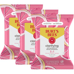 Burt's Bees toallitas pomelo rosado en paquete 3 para desmaquillar suavemente