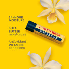 Two Burt's Bees Vanilla Bean lip balm tubes for on-the-go moisture.