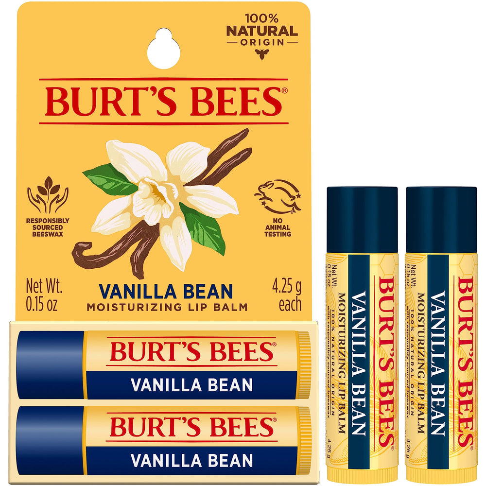 Nourishing oils and butters in Burt's Bees Vanilla Bean lip balm.
