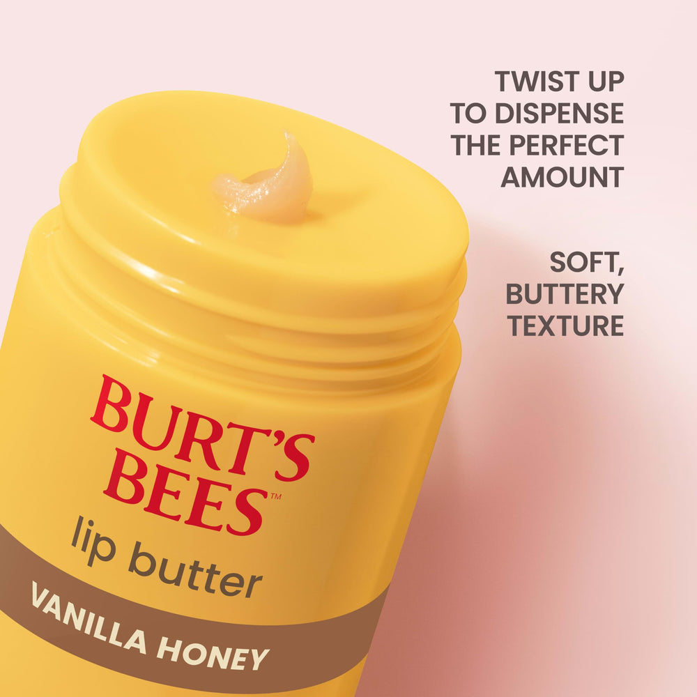 Burt's Bees Vanilla Honey Lip Butter packaged in a recyclable carton for eco-friendly use