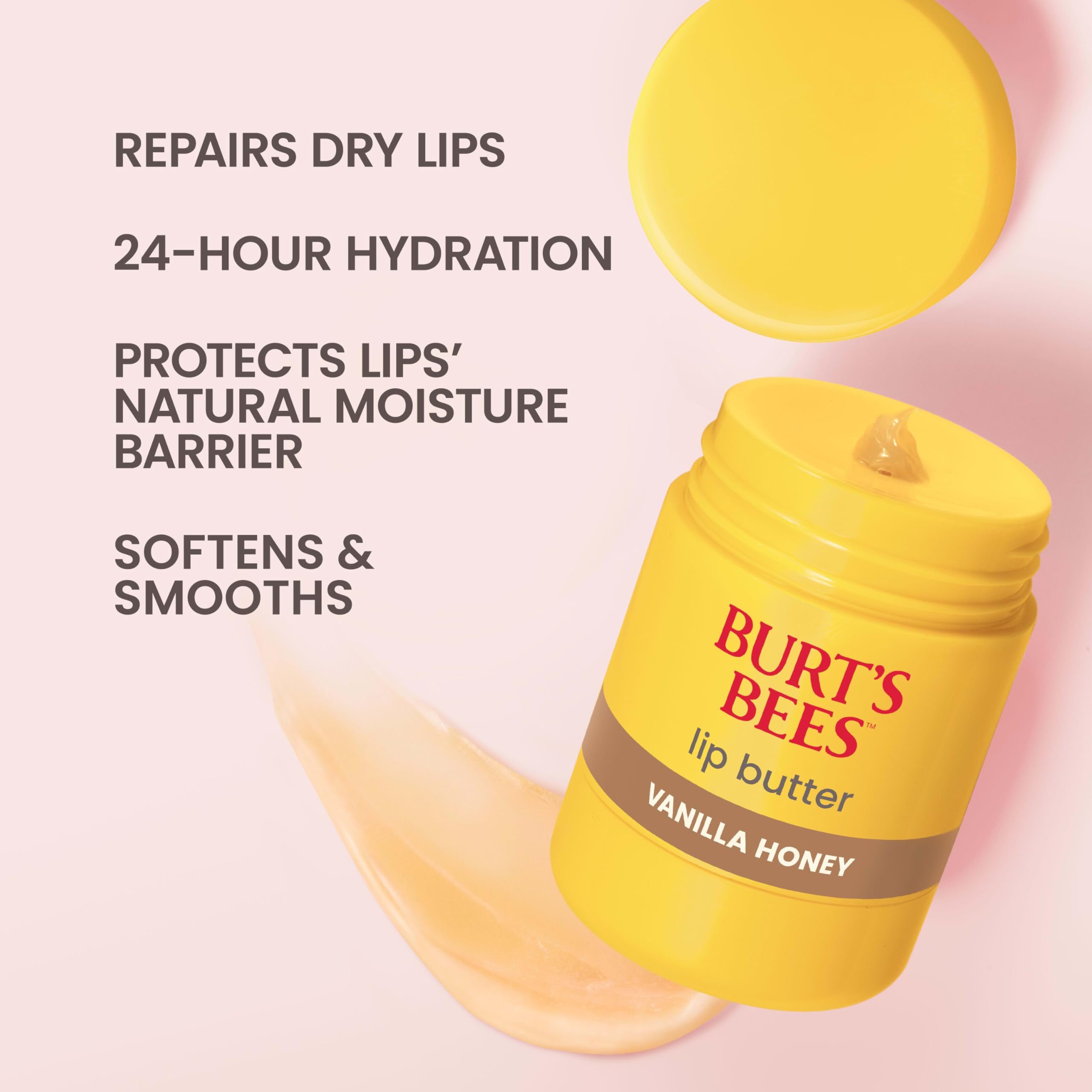 Burt's Bees Vanilla Honey Lip Butter with sheer coverage for smooth, moisturized lips