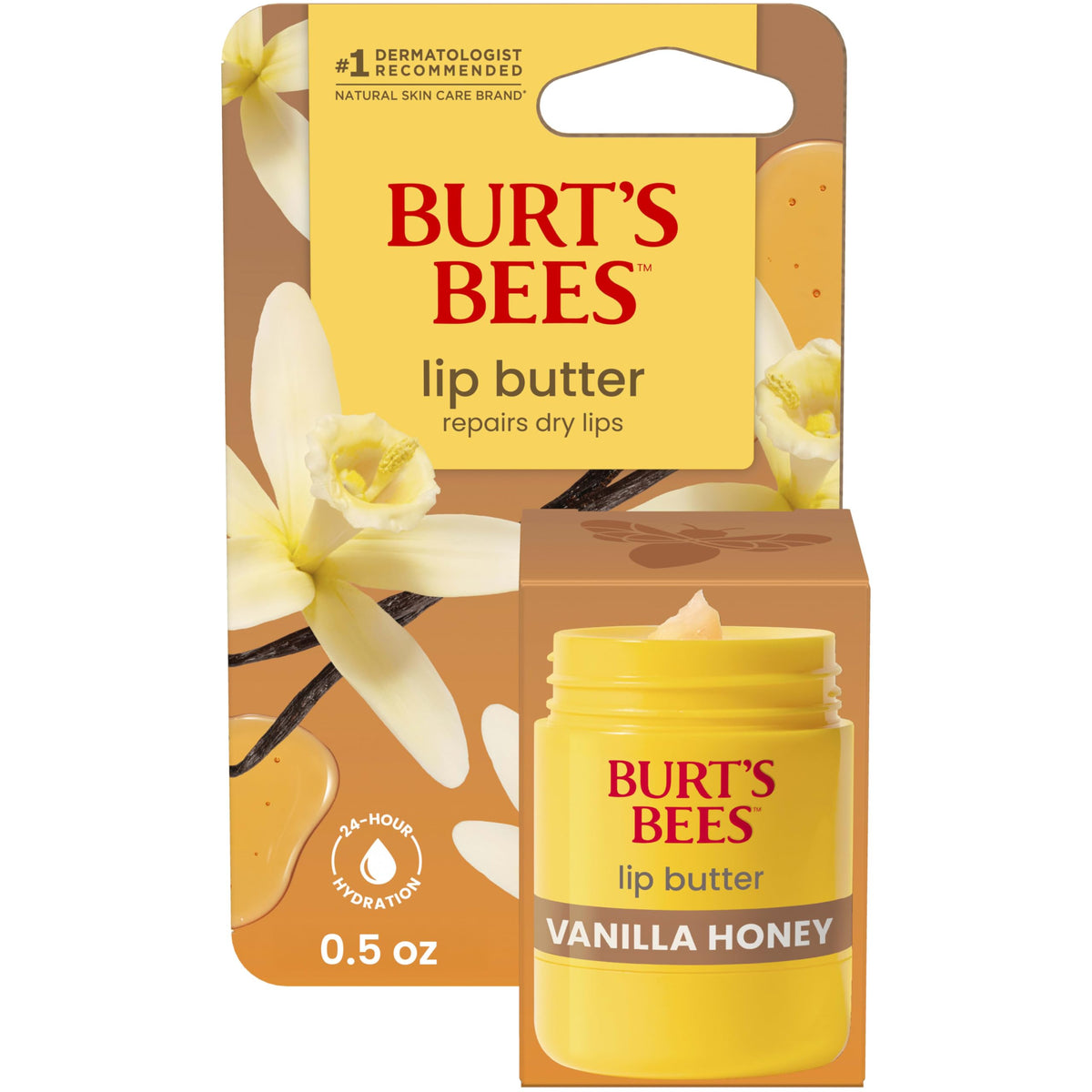 Burt's Bees Vanilla Honey Lip Butter twist-up dispenser for easy on-the-go application