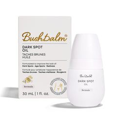 Bushbalm Bermuda Oil bottle shown for brightening and even skin tone.