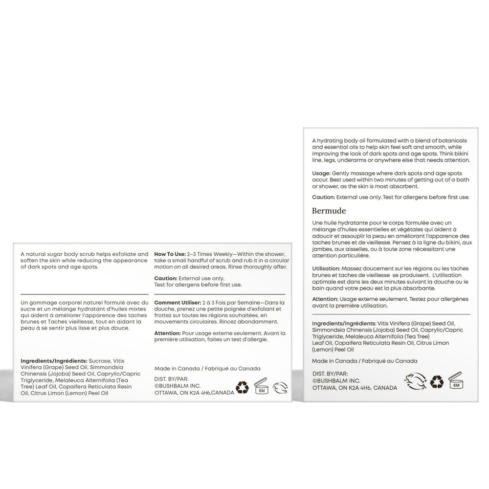 Bushbalm Bermuda packaging highlighting vegan and cruelty-free claim.