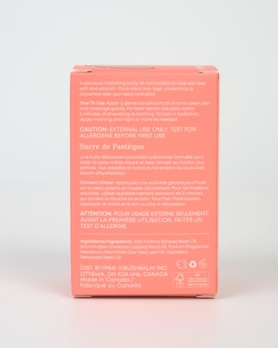 Bushbalm bottle with Watermelon Sugar label detail.