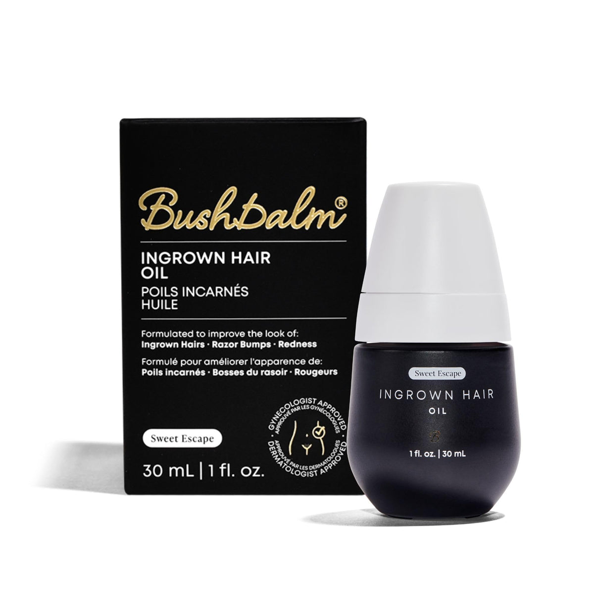 Bushbalm Sweet Escape Oil bottle front showing post-shave skin care