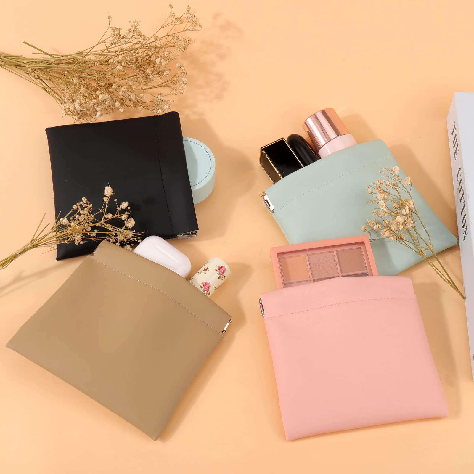 BUSOHA lambskin pocket cosmetic bag with suede-like interior cushioning valuables.