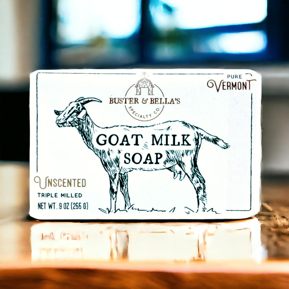 Barra de leche de cabra Buster & Bella's, duradera para uso diario.