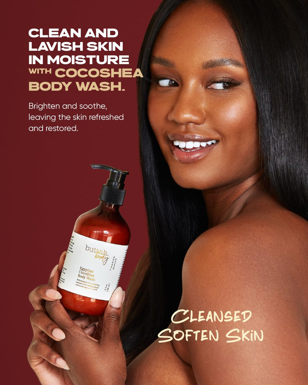 Buttah CocoShea bottle closeup highlighting nourishing African cocoa butter
