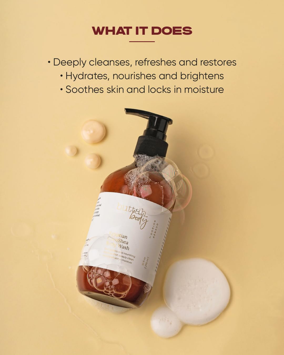 Buttah CocoShea body wash in action during a gentle rinse