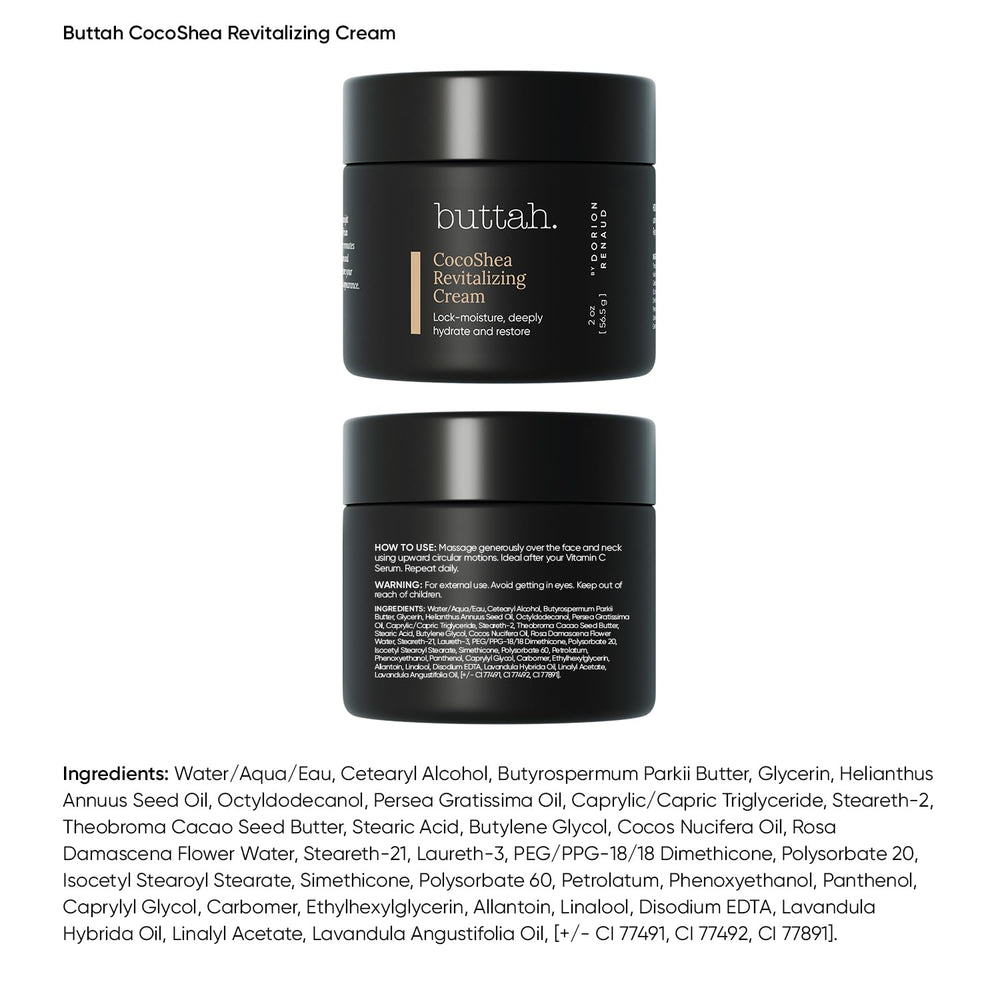 Buttah Skin CocoShea Revitalizing Cream texture application demonstrates easy, non greasy spread