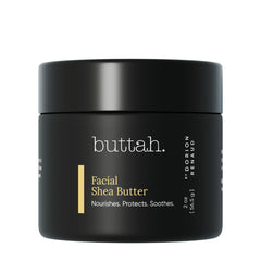 Buttah Skin Facial Shea Butter 2oz: enfoque aplicación suave para hidratación duradera.