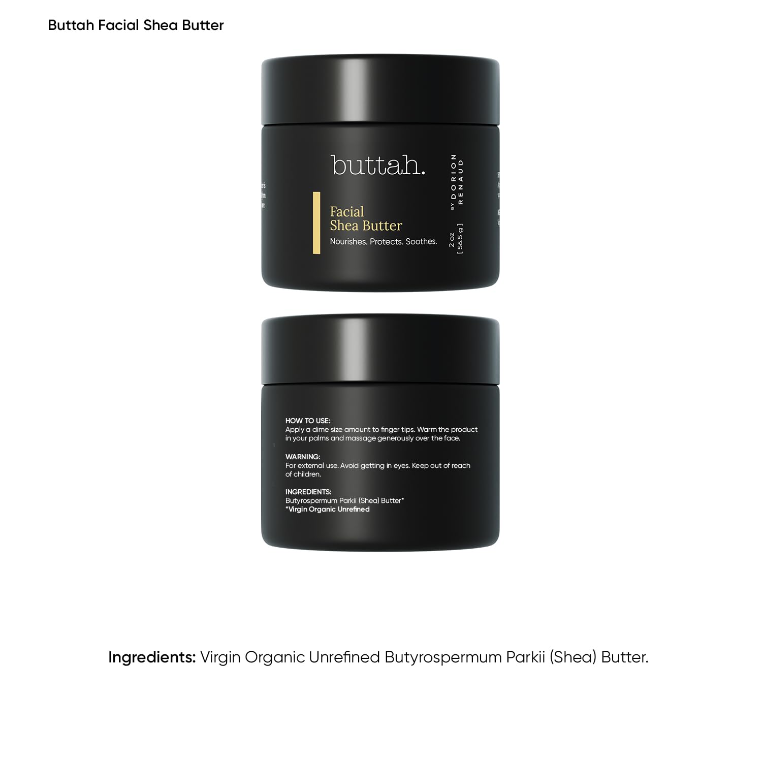 Buttah Skin Facial Shea Butter 2oz: enfoque textura cremosa facilita deslizamiento y nutrición.