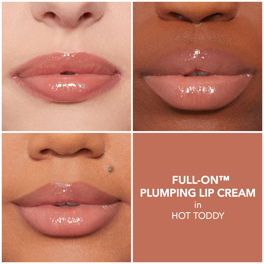 BUXOM Full-On Lip Cream Hot Toddy applicator delivering a tingly gloss.