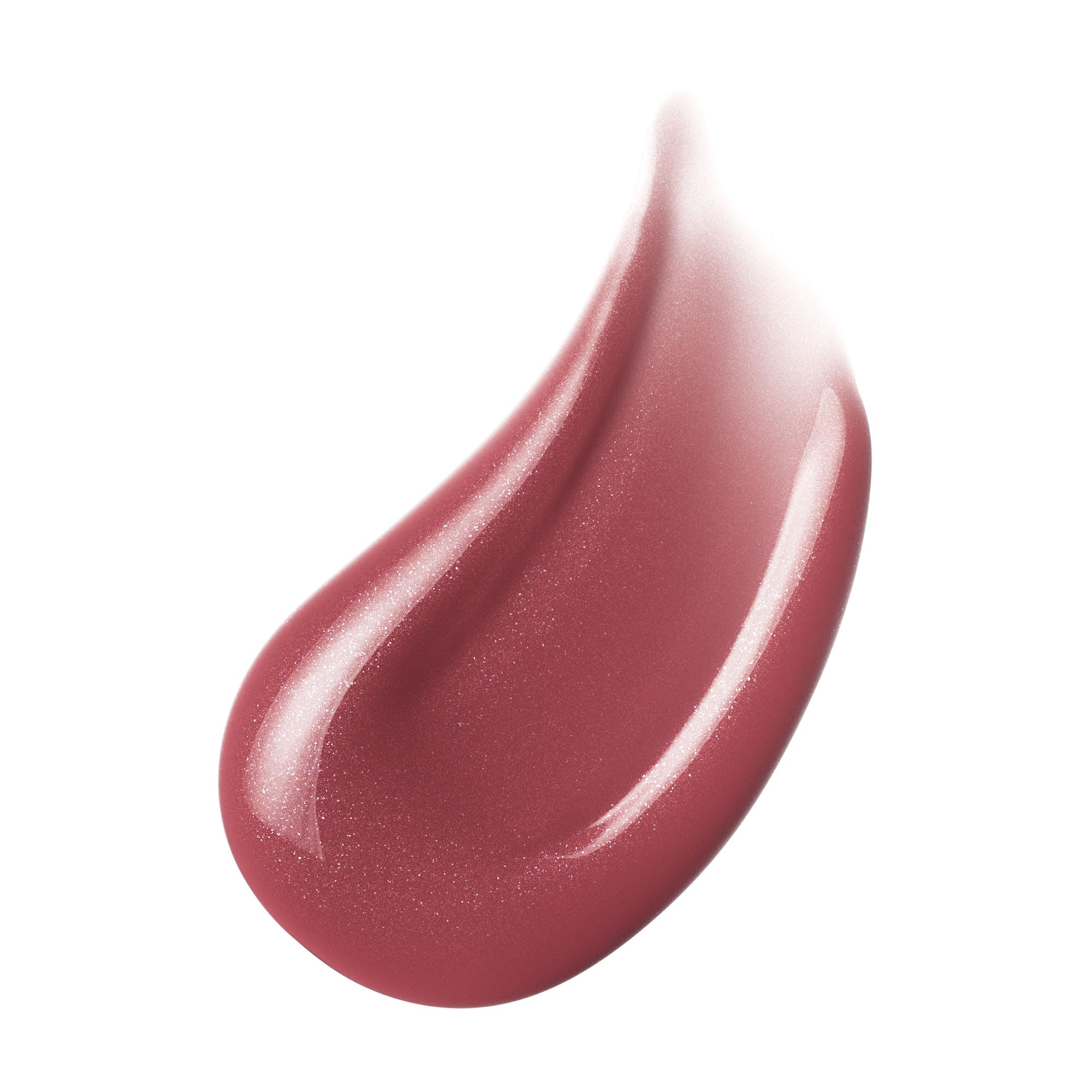 Buxom lip polish texture highlights plumping look with glossy shine.