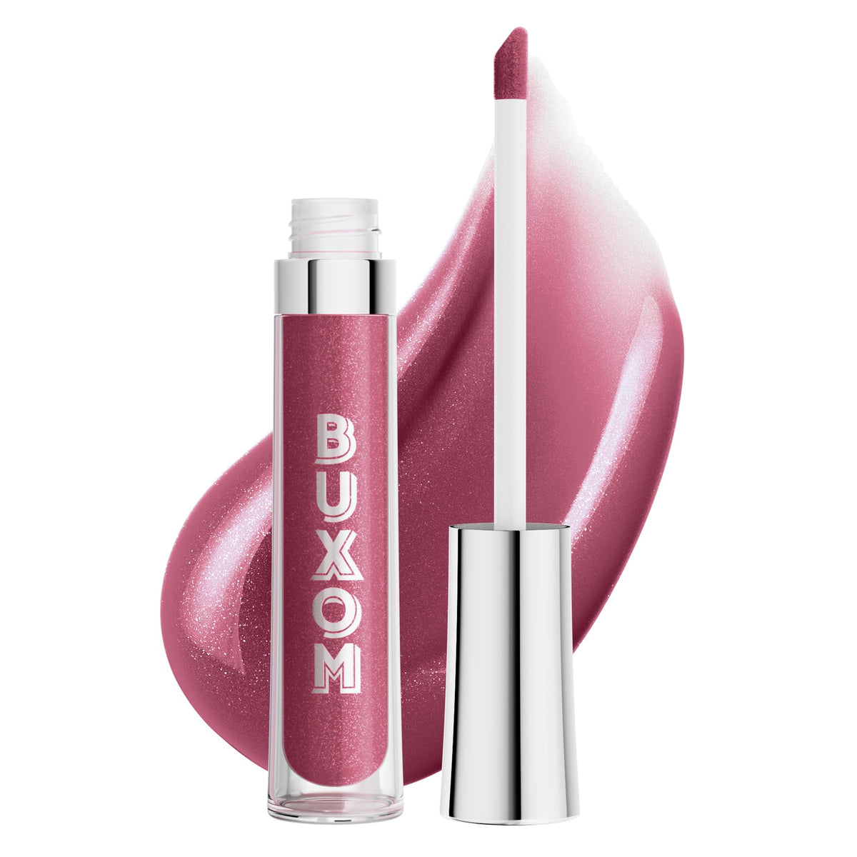 Buxom Full-On Plumping Lip Polish Roseberry Mauve Shimmer bottle shows glossy, plump-looking finish.