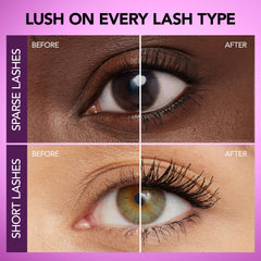 Buxom Lash Volumizing Mascara wand close-up shows dense bristles for definition.