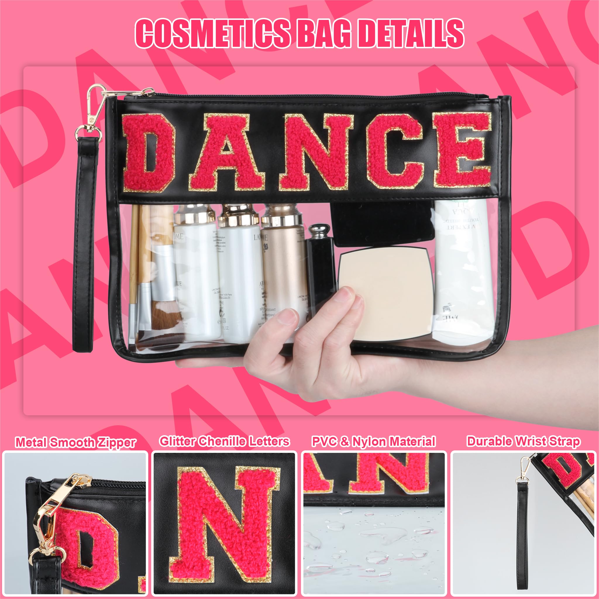 BuyCard dance pouch with zipper keeps makeup and accessories organized.