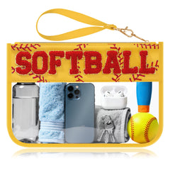 BuyCard softball makeup bag with chenille patch for stylish game-day storage