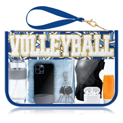 BuyCard volleyball makeup bag with chenille patches for organized practice essentials.