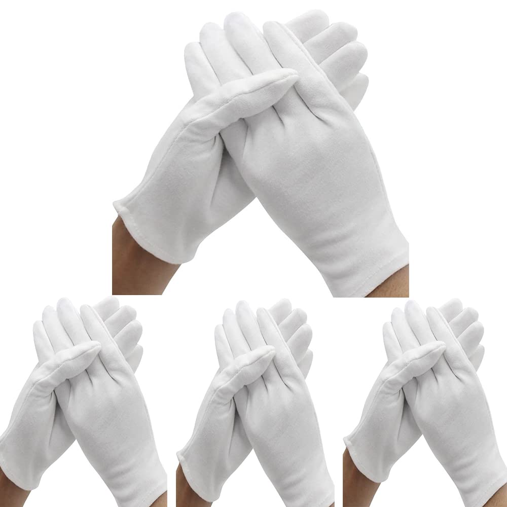 Guantes BWEISSTH de algodón blancos, set de 12 pares para uso cómodo y versátil