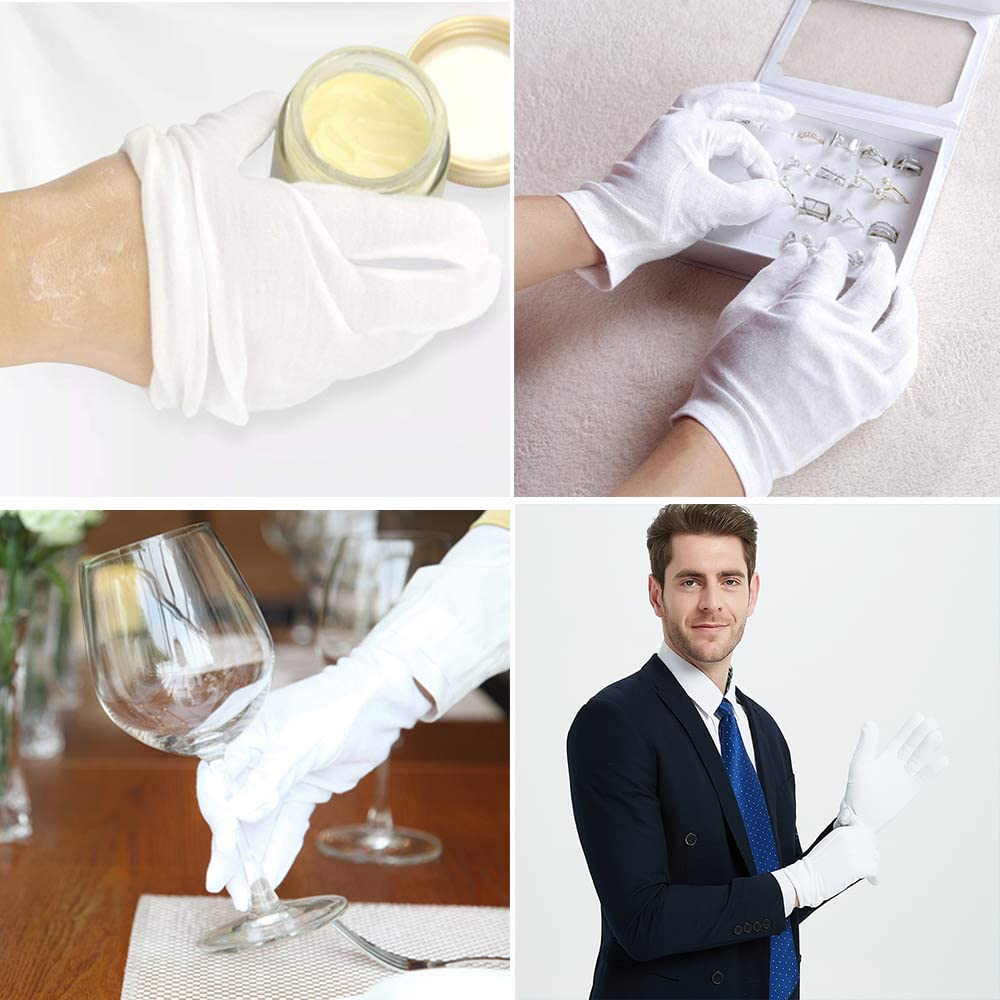 Guantes BWEISSTH de algodón blancos, una talla con ajuste flexible para manos