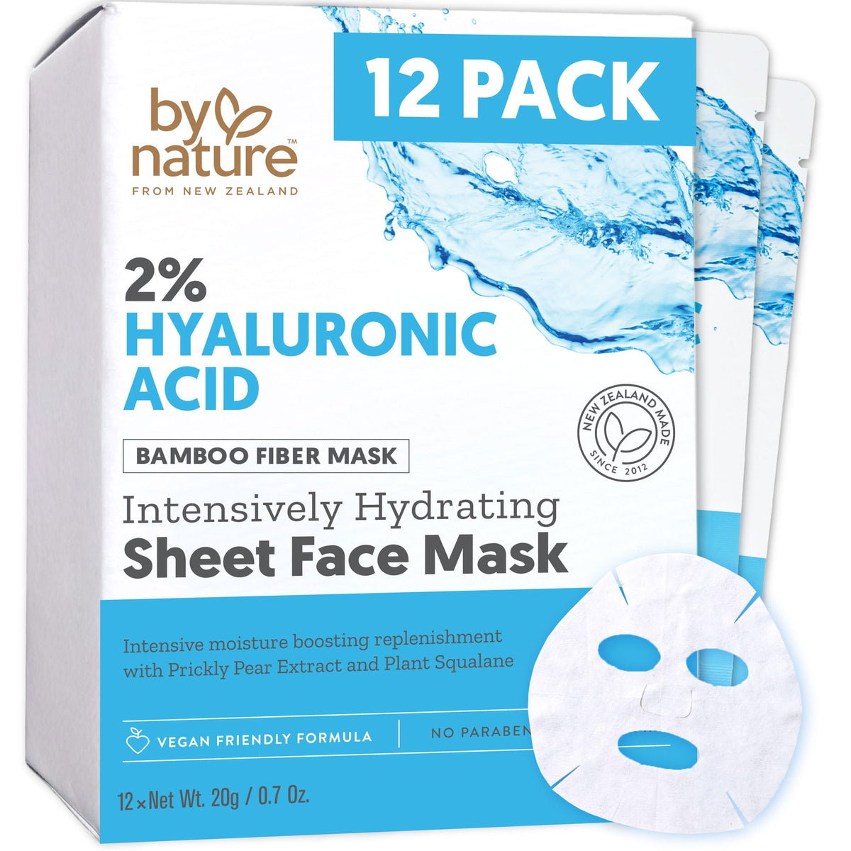 By Nature mascarilla hialurónico 2% para piel seca, hidrata y suaviza.