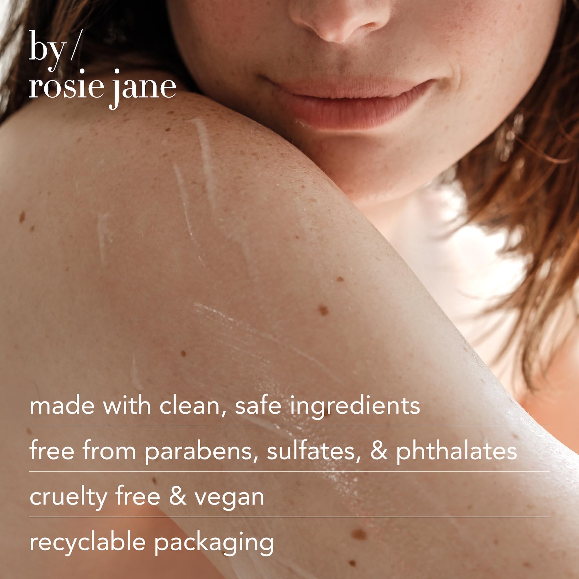 By Rosie Jane Everyday Body Milk hand application promotes smooth skin daily