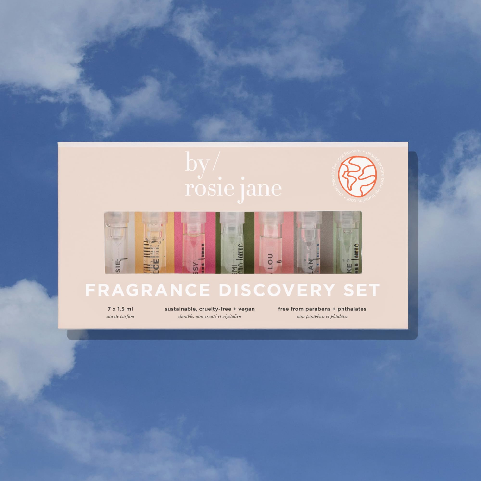 Gift-ready By Rosie Jane discovery set presentation ideal for fragrance lovers.