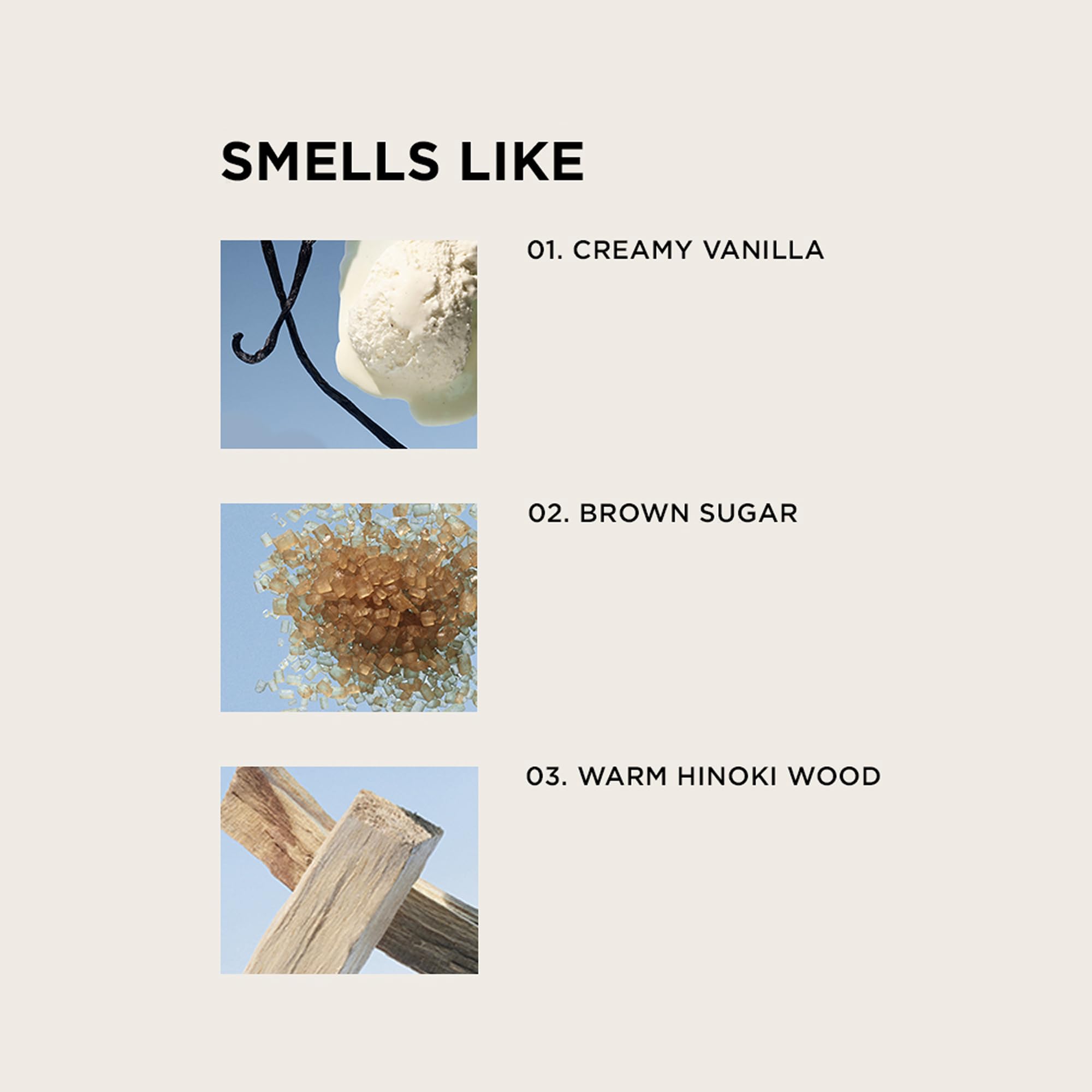 Dulce middle notes of vanilla flower showcased for layered scent