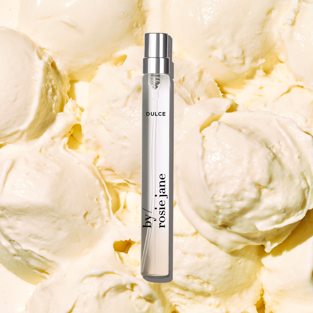 By Rosie Jane Dulce spray bottle highlighting vanilla and hinoki warmth for comfort.